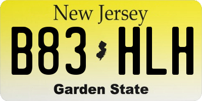 NJ license plate B83HLH