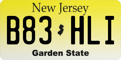 NJ license plate B83HLI