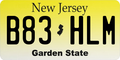 NJ license plate B83HLM