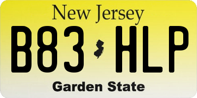 NJ license plate B83HLP