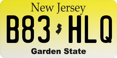 NJ license plate B83HLQ