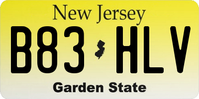 NJ license plate B83HLV