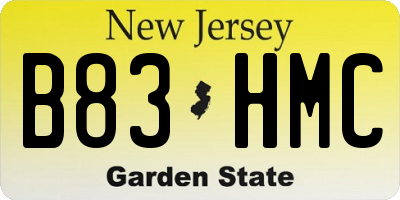 NJ license plate B83HMC