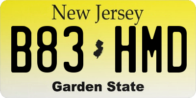 NJ license plate B83HMD