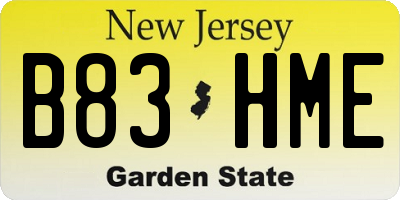 NJ license plate B83HME