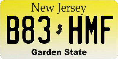 NJ license plate B83HMF