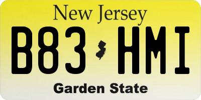 NJ license plate B83HMI