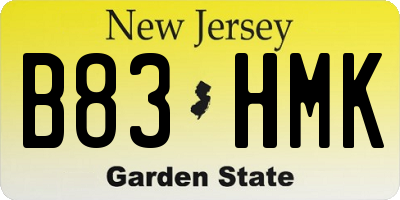 NJ license plate B83HMK