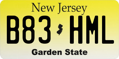 NJ license plate B83HML