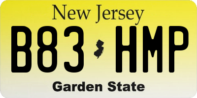 NJ license plate B83HMP