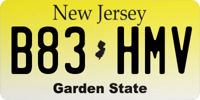 NJ license plate B83HMV