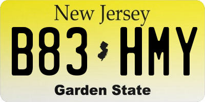 NJ license plate B83HMY