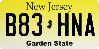 NJ license plate B83HNA