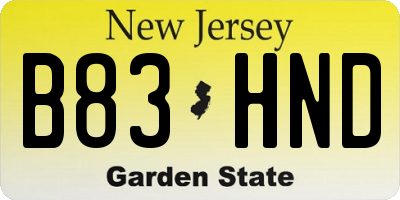 NJ license plate B83HND