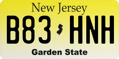 NJ license plate B83HNH