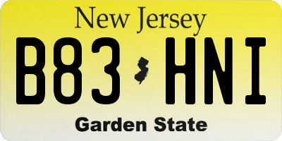 NJ license plate B83HNI