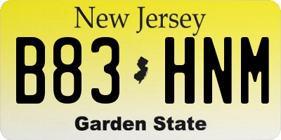 NJ license plate B83HNM