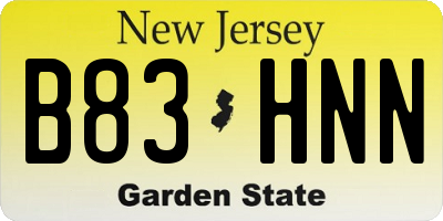 NJ license plate B83HNN