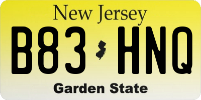 NJ license plate B83HNQ