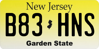 NJ license plate B83HNS