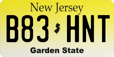 NJ license plate B83HNT