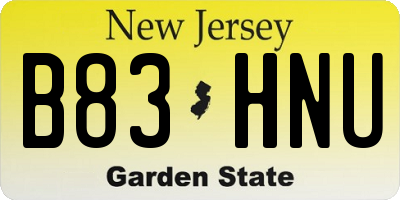 NJ license plate B83HNU