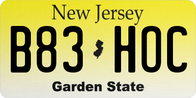 NJ license plate B83HOC
