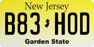 NJ license plate B83HOD