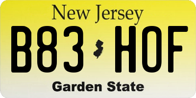 NJ license plate B83HOF