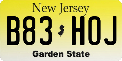 NJ license plate B83HOJ