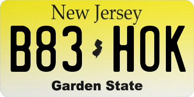 NJ license plate B83HOK