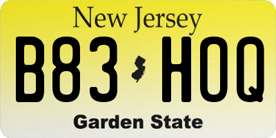 NJ license plate B83HOQ