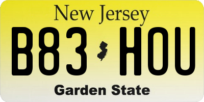 NJ license plate B83HOU