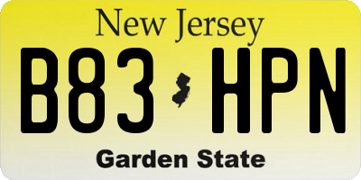 NJ license plate B83HPN