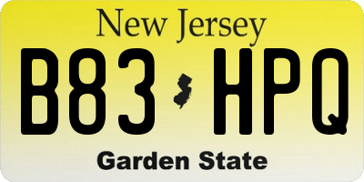 NJ license plate B83HPQ
