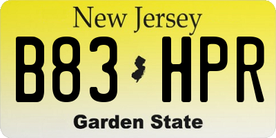 NJ license plate B83HPR