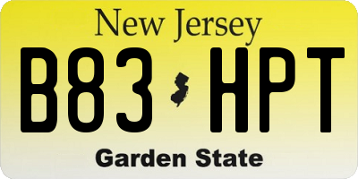 NJ license plate B83HPT