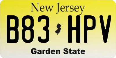 NJ license plate B83HPV