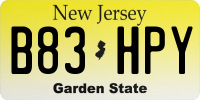 NJ license plate B83HPY
