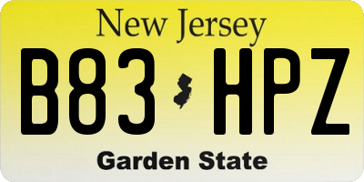 NJ license plate B83HPZ