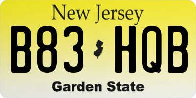 NJ license plate B83HQB