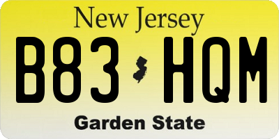 NJ license plate B83HQM