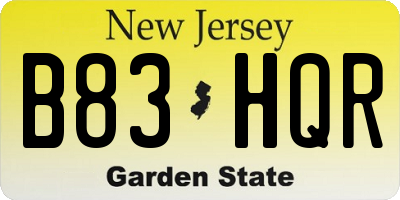 NJ license plate B83HQR