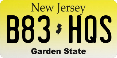NJ license plate B83HQS
