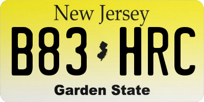 NJ license plate B83HRC