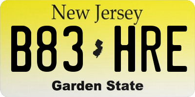 NJ license plate B83HRE