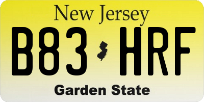 NJ license plate B83HRF
