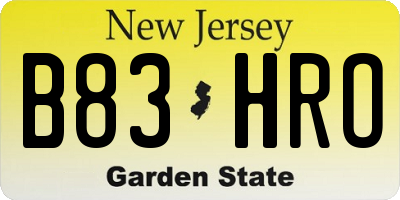 NJ license plate B83HRO