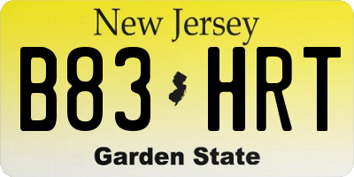 NJ license plate B83HRT