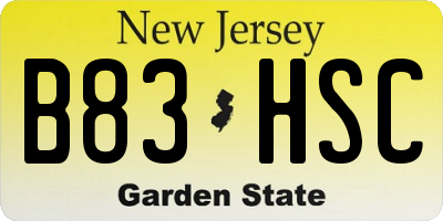 NJ license plate B83HSC